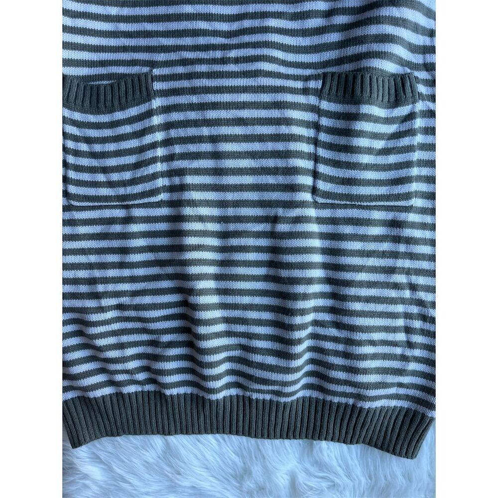 🆕 Easel Women's M Green Striped Knit Sweater Dress w/ Pockets Casual Oversized - Picture 5 of 10